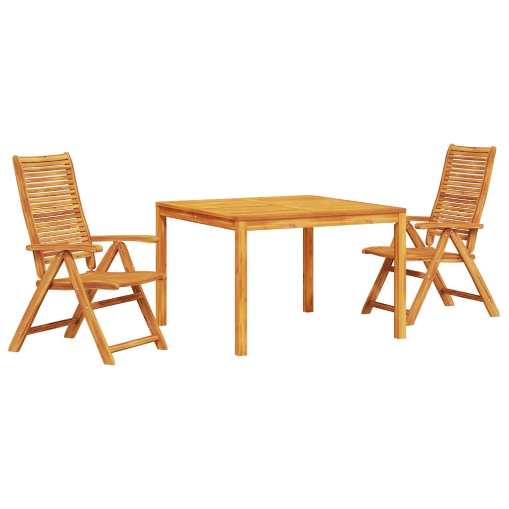 Vrtni set za objed 3 kom. Smeđa Čvrsto drvo akacije 110 x 110 x 75 cm