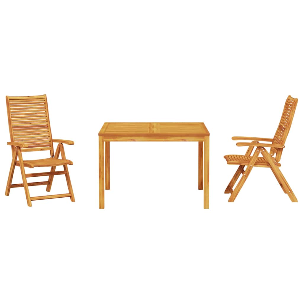 Vrtni set za objed 3 kom. Smeđa Čvrsto drvo akacije 110 x 110 x 75 cm