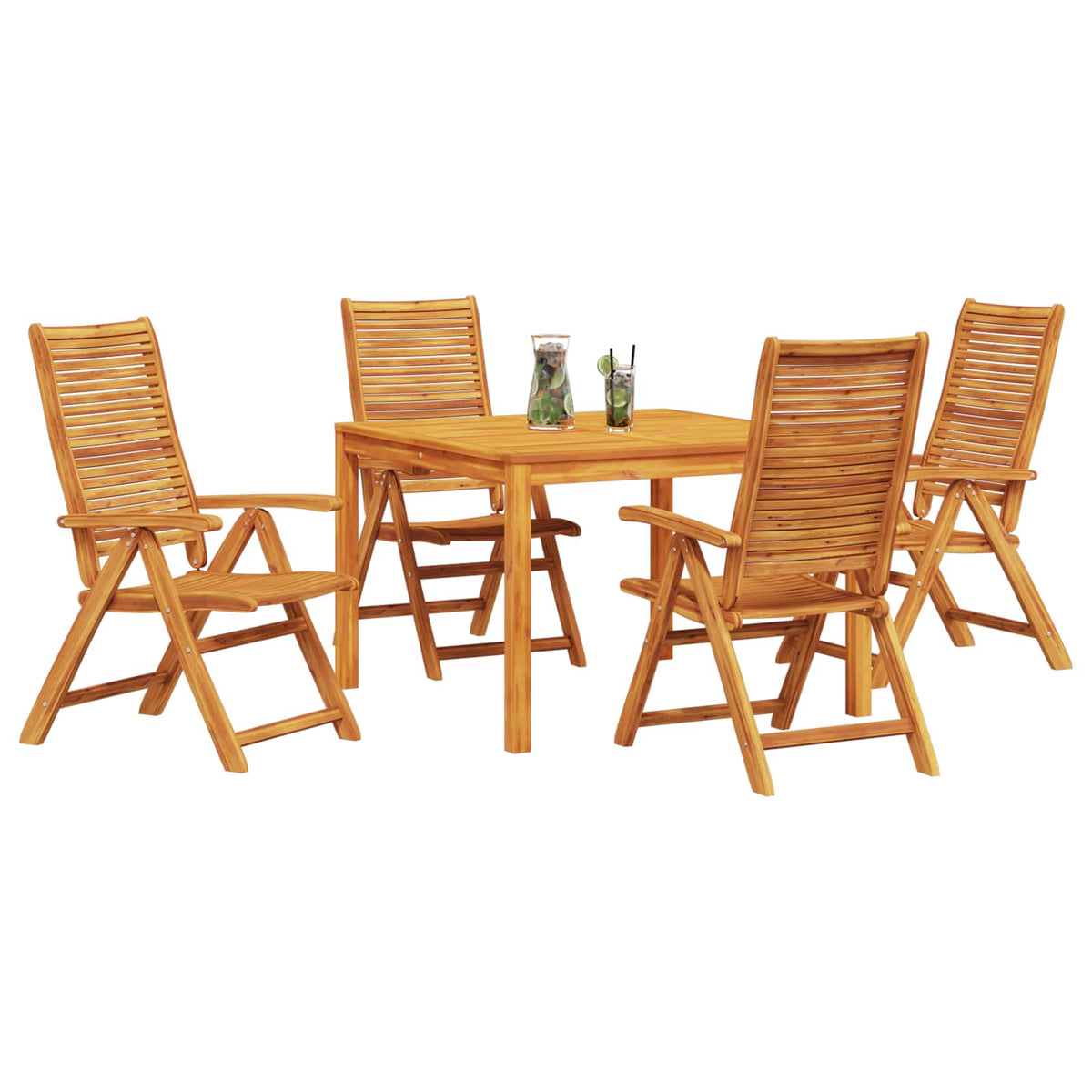 Vrtni set za objed 5 kom. Smeđa Čvrsto drvo akacije 110 x 110 x 75 cm