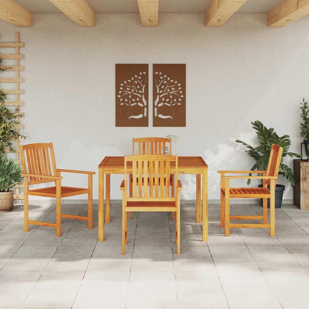 Vrtni set za objed 5 kom. Smeđa Čvrsto drvo akacije 85 x 85 x 75 cm