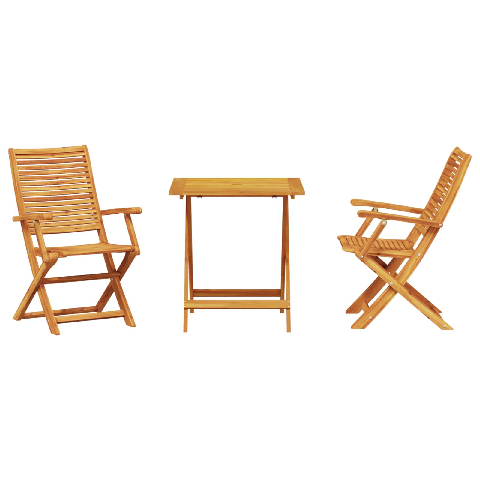 Sklopivi bistro set 3 pcs Smeđa Čvrsto drvo akacije