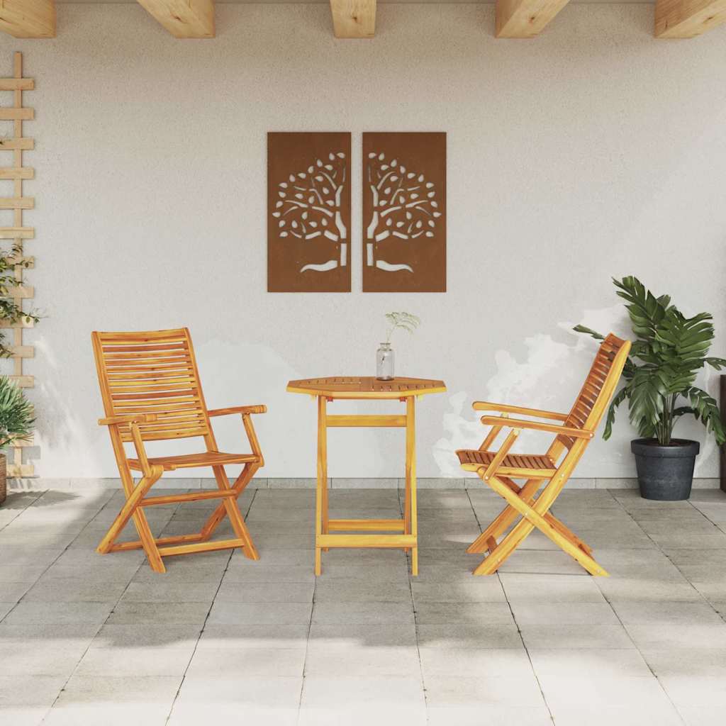 Sklopivi bistro set 3 pcs Smeđa Čvrsto drvo akacije