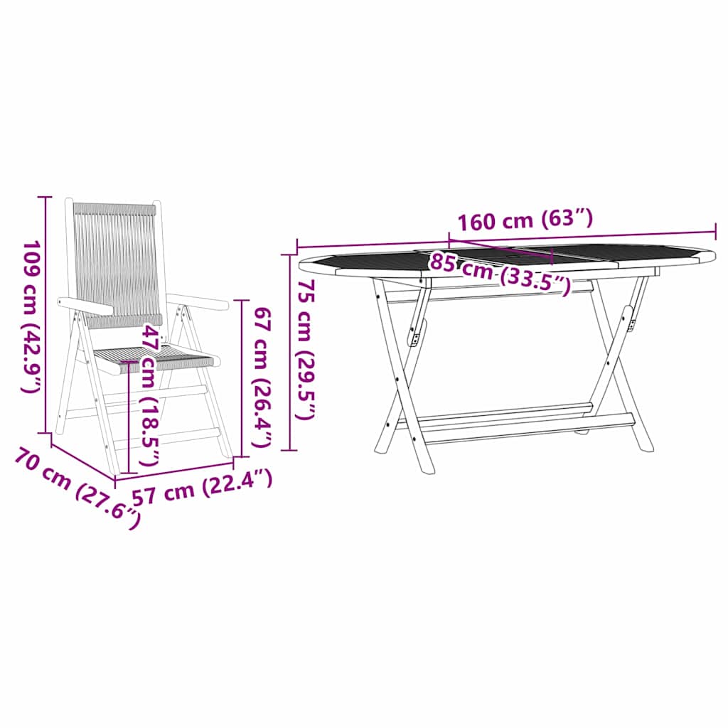 Vrtni set za objed 5 pcs Siva Čvrsto drvo akacije