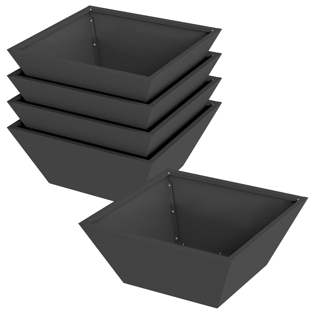 Vrtna saksija 5 pcs Crna 40 x 40 x 15 cm Čelična vrata