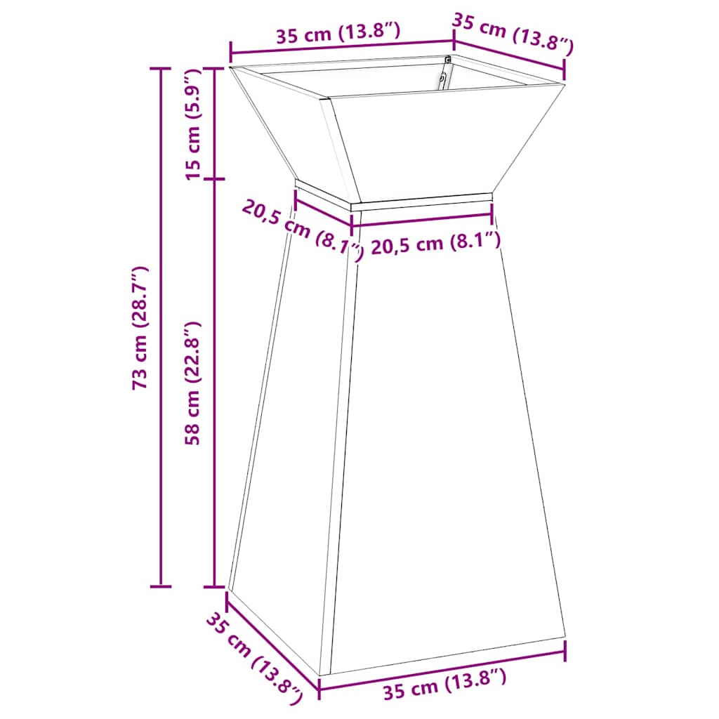Stup saksija 2 pcs Antracit 35 x 35 x 73 cm