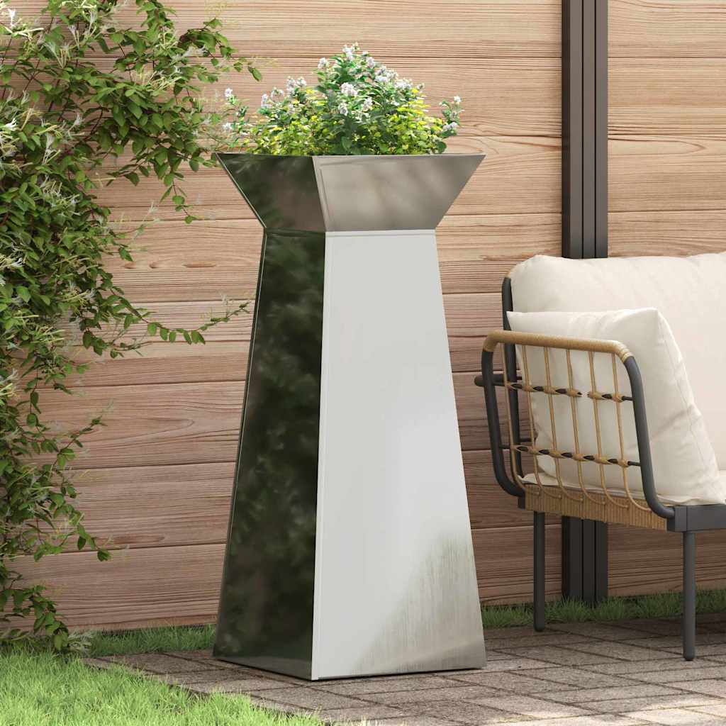 Stup saksija 2 pcs Srebrno 40 x 40 x 100 cm