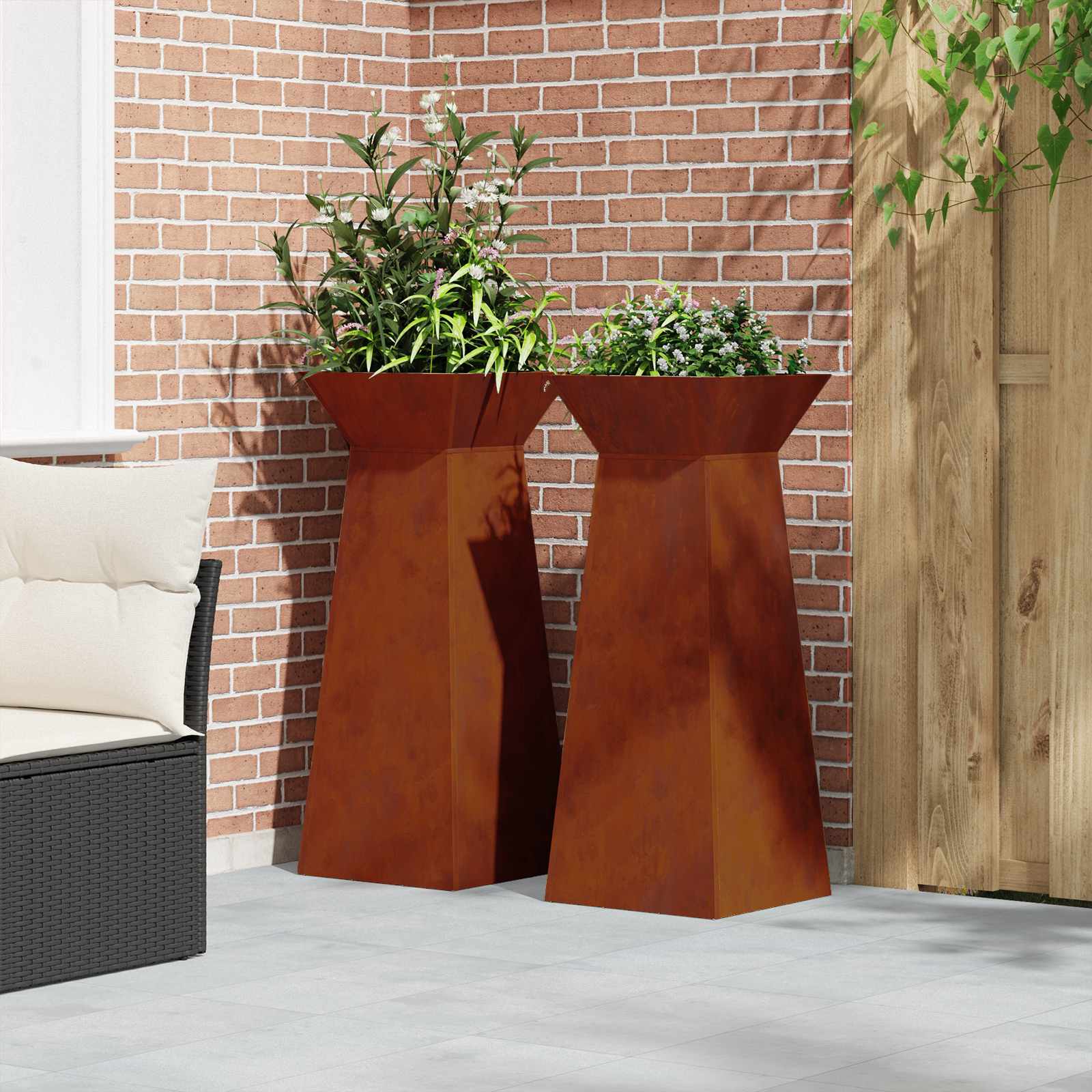 Stup saksija 2 pcs Srebrno 40 x 40 x 100 cm
