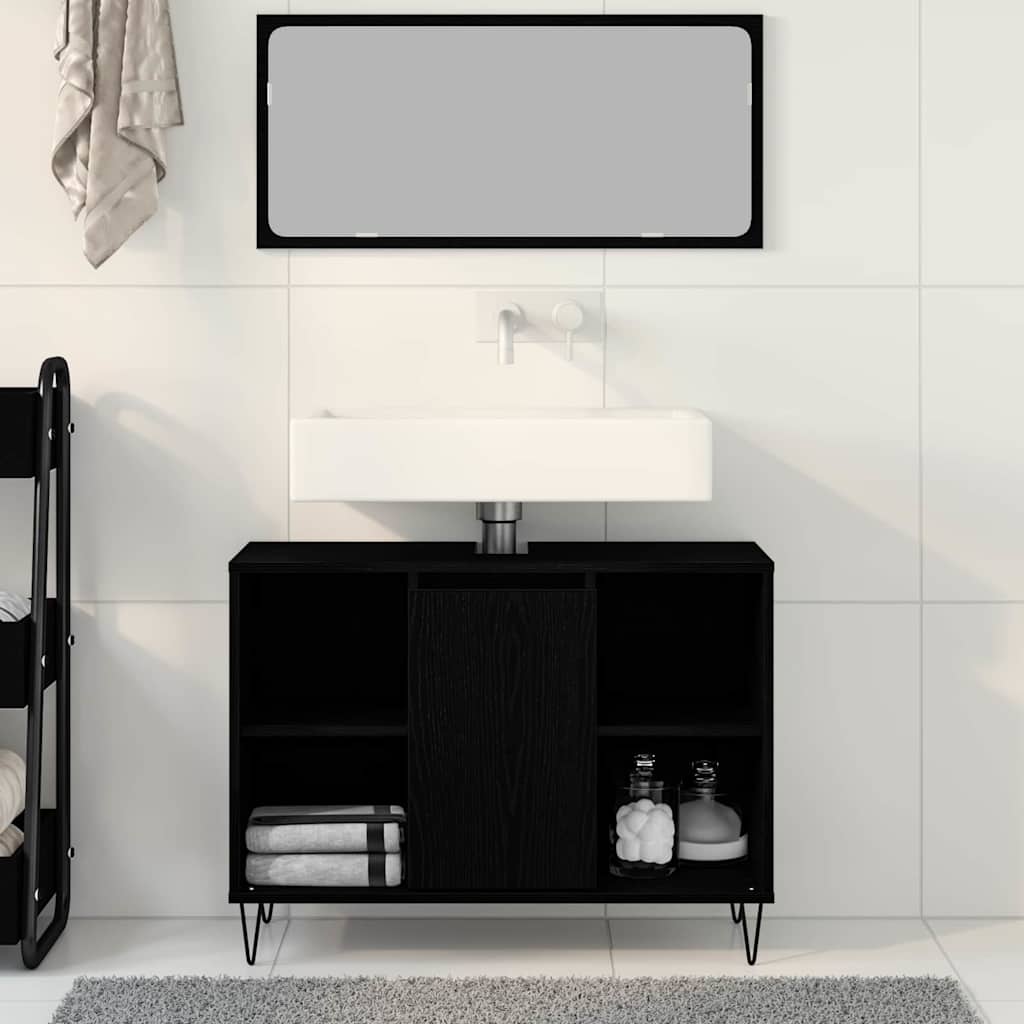 Kupaonski ormar Crna 80 x 33 x 60 cm Konstruirano drvo