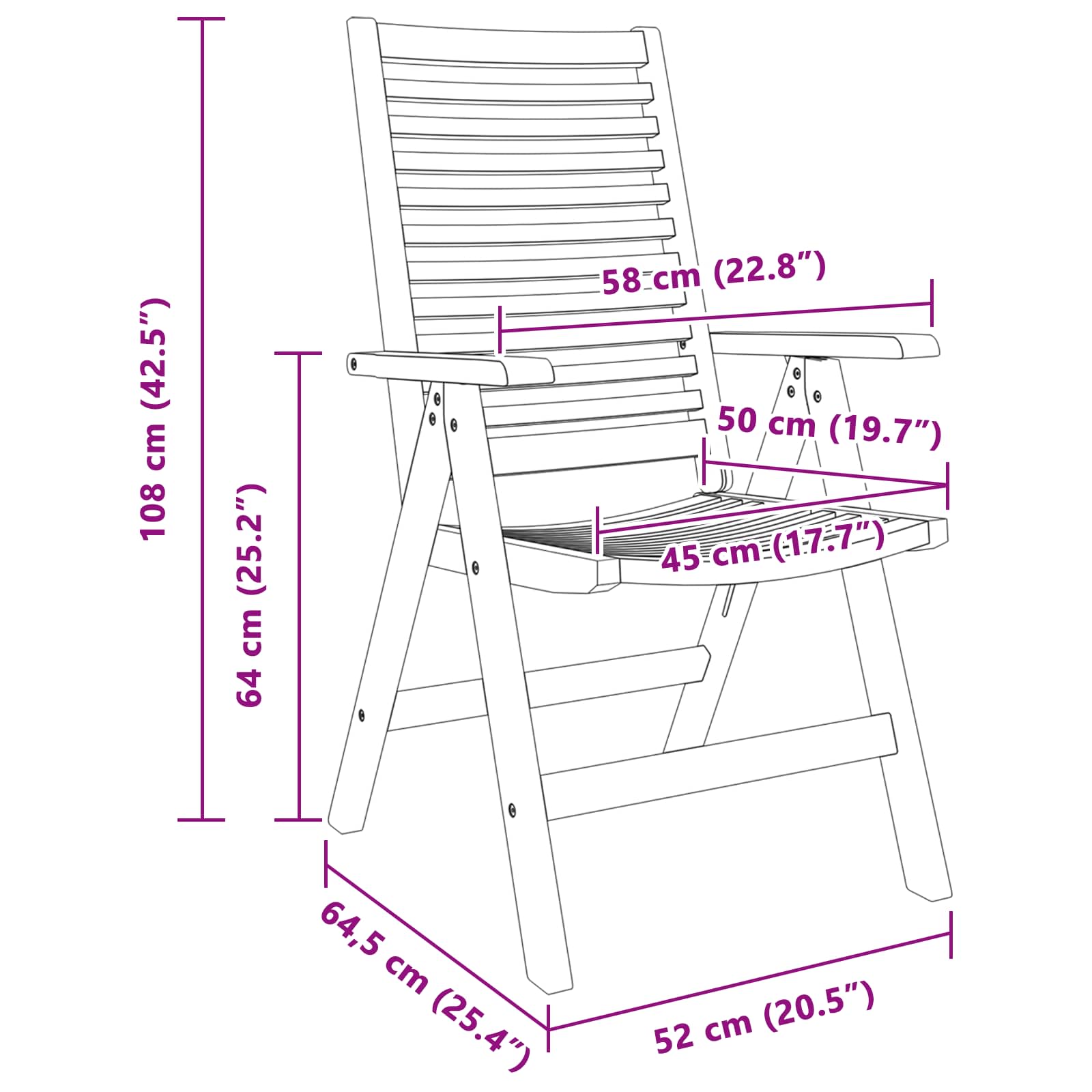 Stolica 8 pcs Smeđa 64.5 x 52 x 108 cm Čvrsto teak drvo