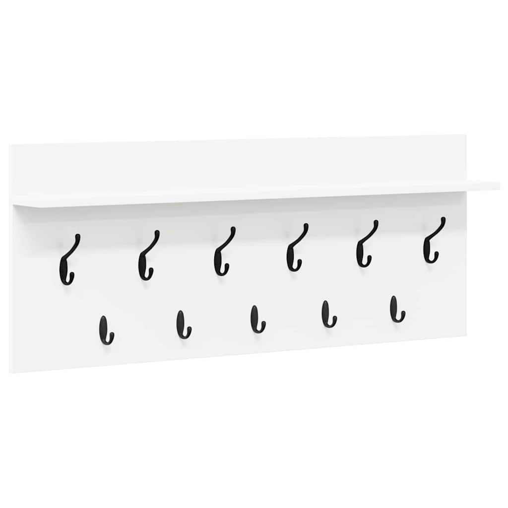 Vješalica za kapute na zidu s policom Bijelo 100 x 40 x 12 cm