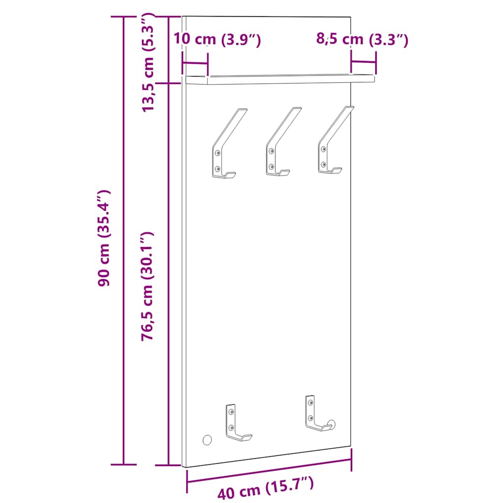 Vješalica za kapute na zidu Zidne Staro drvo 40 x 10 x 90 cm