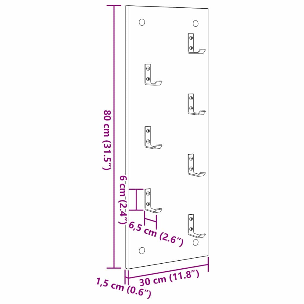 Vješalica za kapute na zidu Zidne Staro drvo 30 x 1,5 x 80 cm
