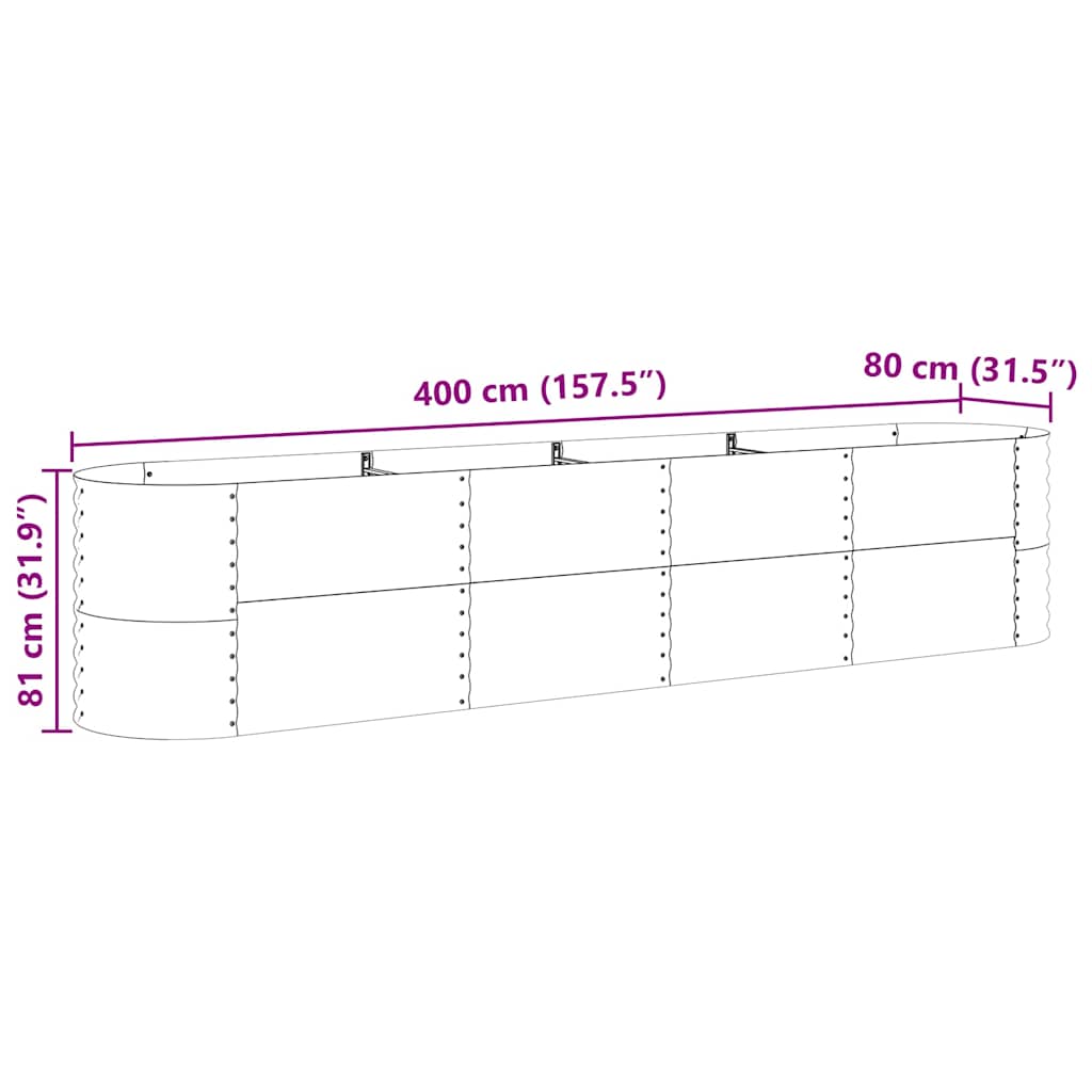 Povišena gredica Smeđa 400 x 80 x 81 cm Čelik