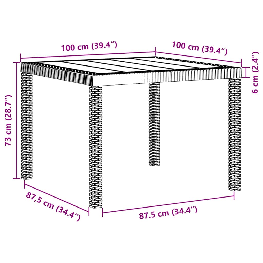 Stol za vrt Bijelo 100 x 100 x 73 cm poliratan