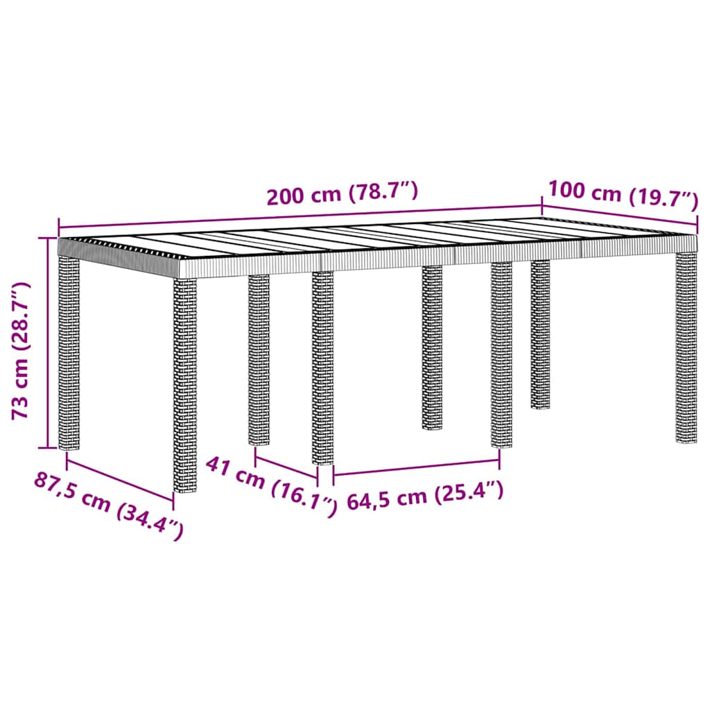 Stol za vrt Bijelo 200 x 100 x 73 cm poliratan