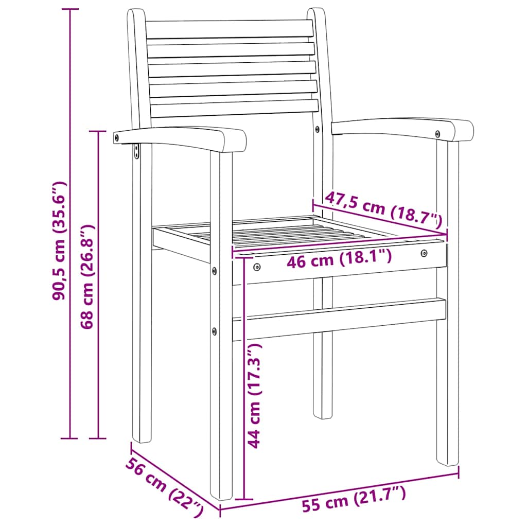 Stolica 8 pcs Smeđa 56 x 55 x 90.5 cm Čvrsto teak drvo