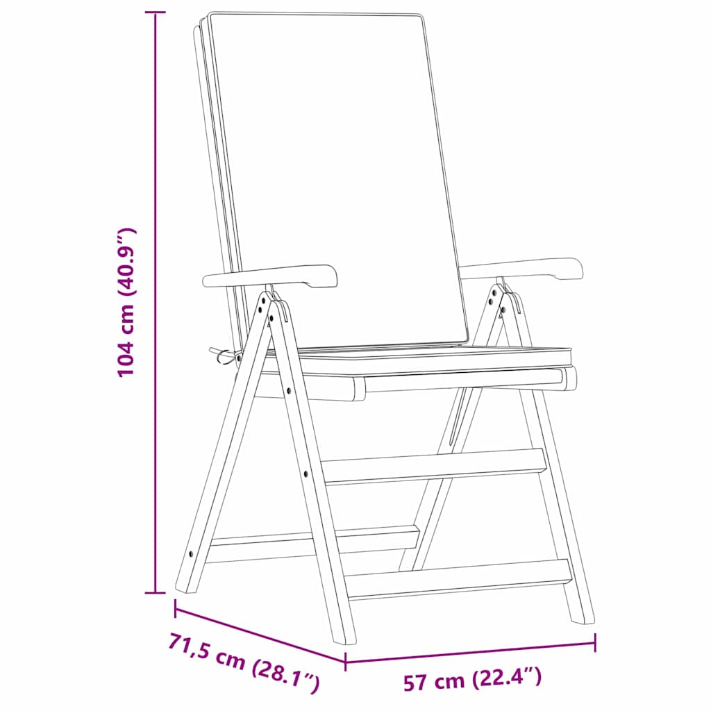 Vrtna stolica 8 pcs Smeđa i bijela 57 x 71,5 x 104 cm