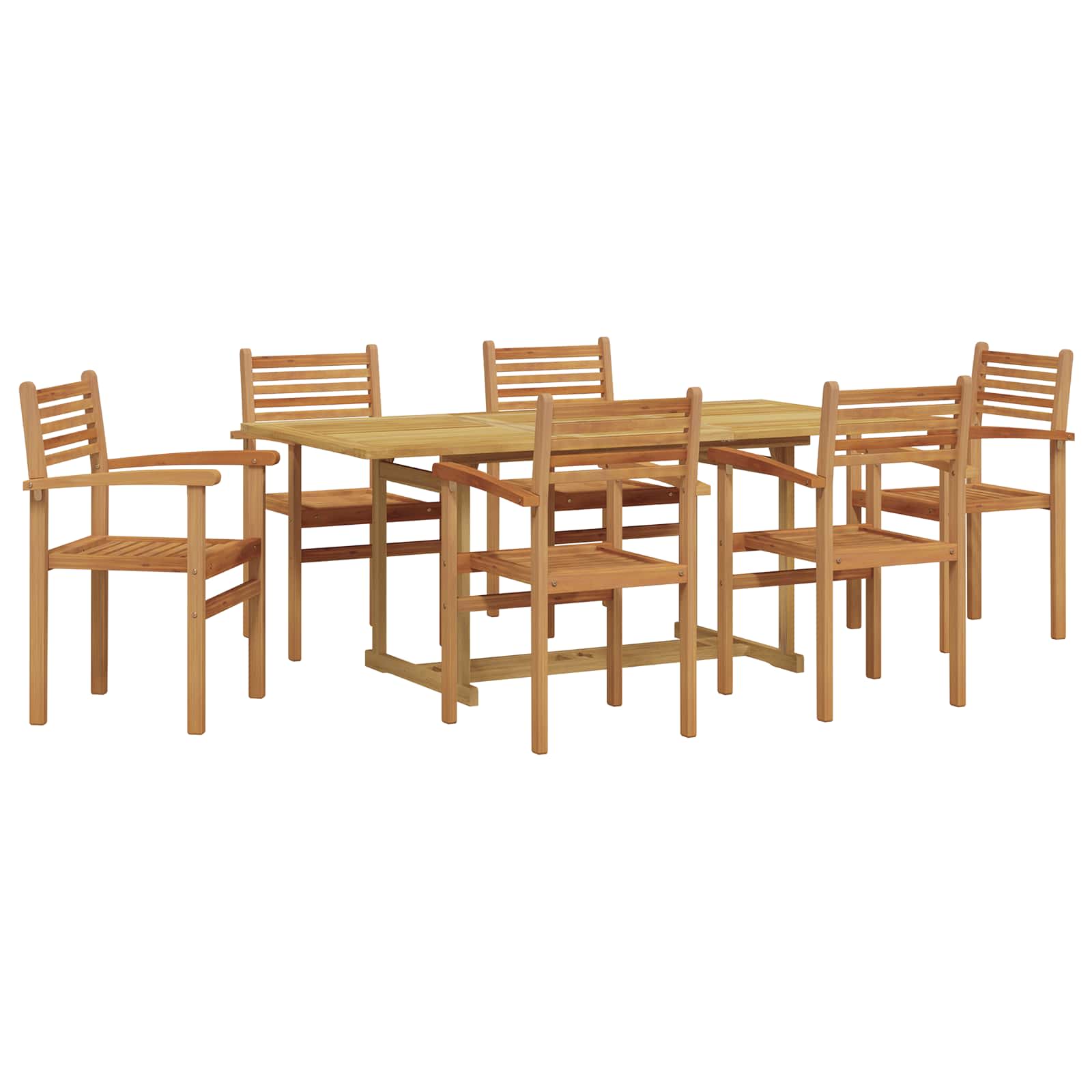 Vrtni set za objed 7 pcs Smeđa Čvrsto teak drvo