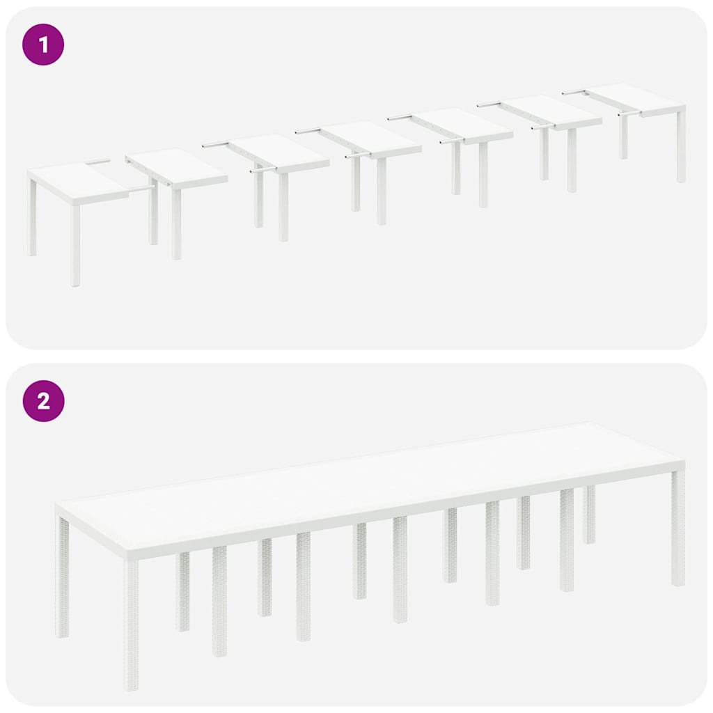 Stol za vrt Bijelo 350 x 100 x 74 cm poliratan