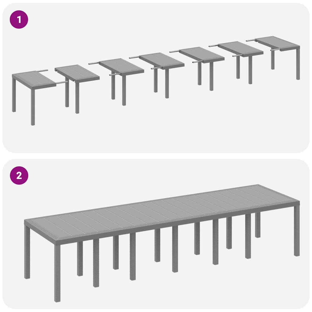 Stol za vrt Svjetlosiva 350 x 100 x 74 cm poliratan