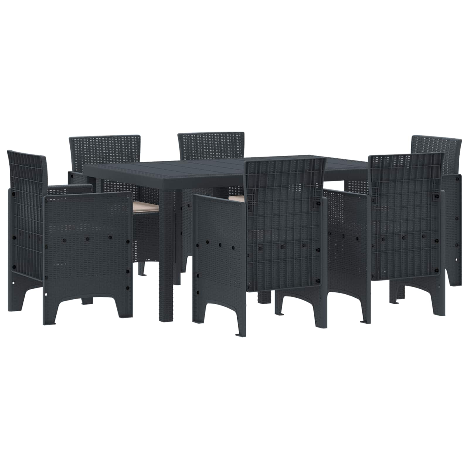 Vrtni set za objed 7 pcs Antracit Polt ratan