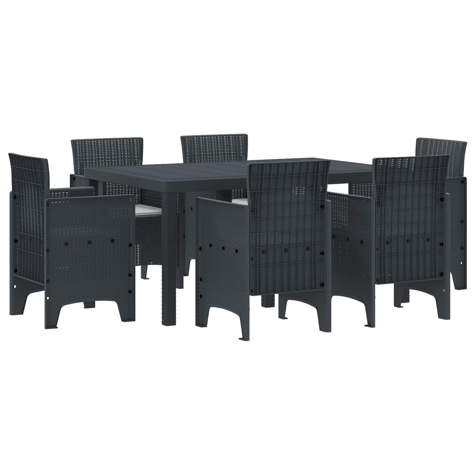 Vrtni set za objed 7 pcs Antracit Polt ratan