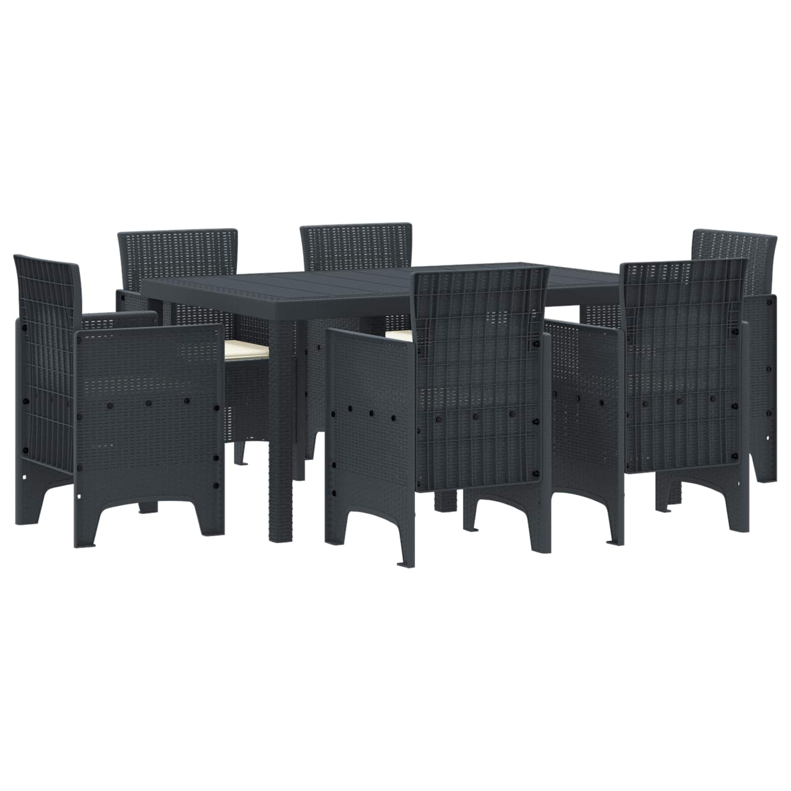 Vrtni set za objed 7 pcs Antracit Polt ratan