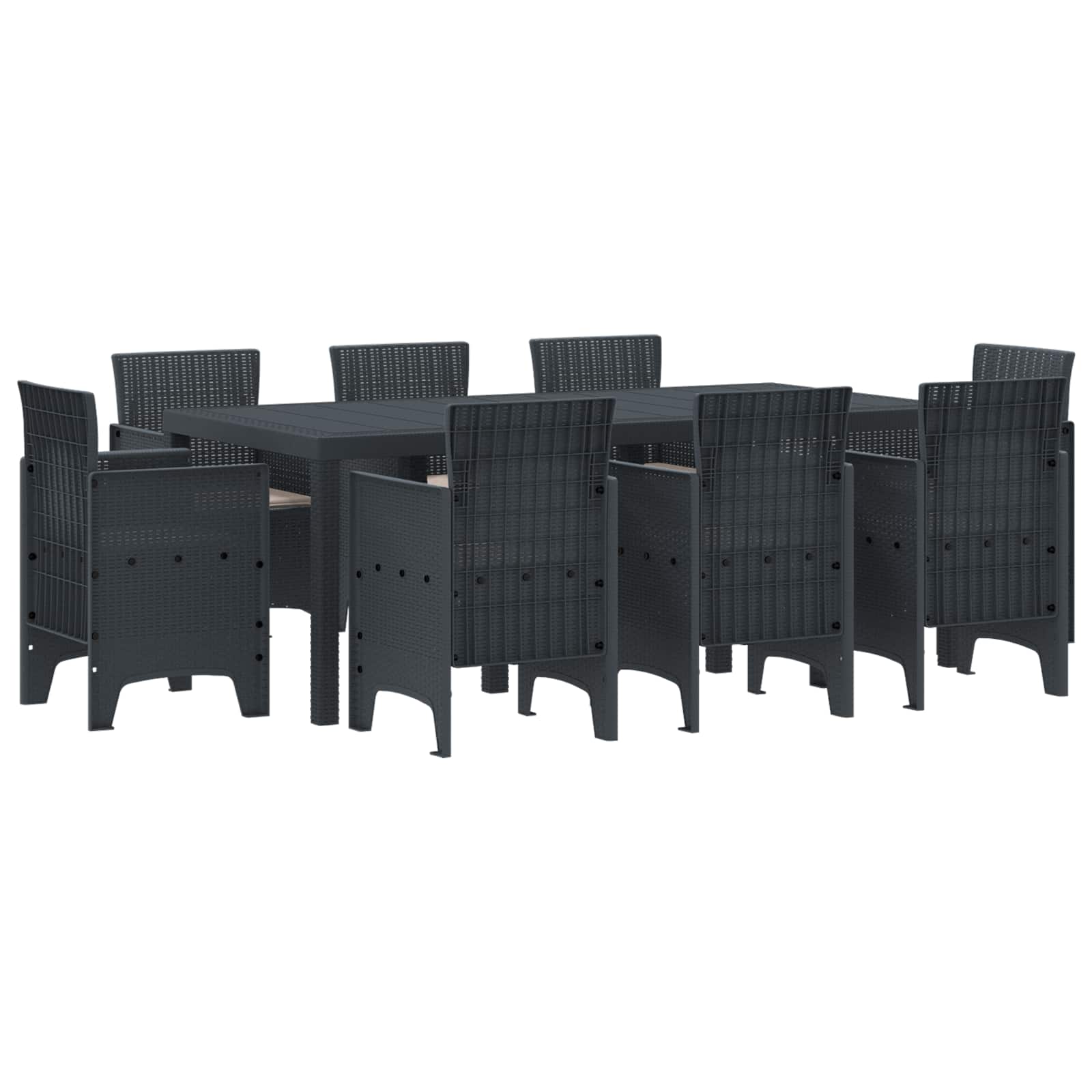 Vrtni set za objed 9 pcs Antracit Polipropilen