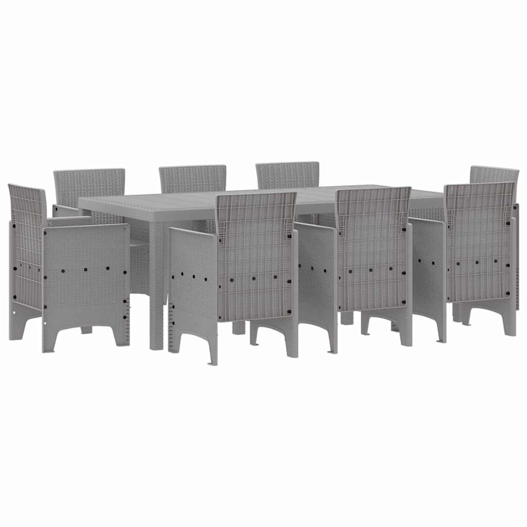 Vrtni set za objed 9 pcs Svjetlosiva Polipropilen