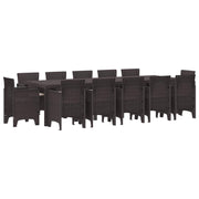 Vrtni set za objed s jastukom 13 pcs Smeđa i taupe Poli ratan