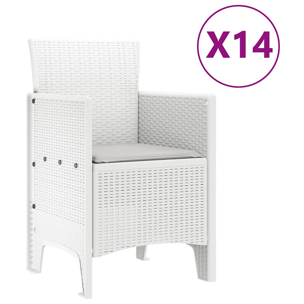 Vrtni set za objed 15 pcs Bijelo Polt ratan