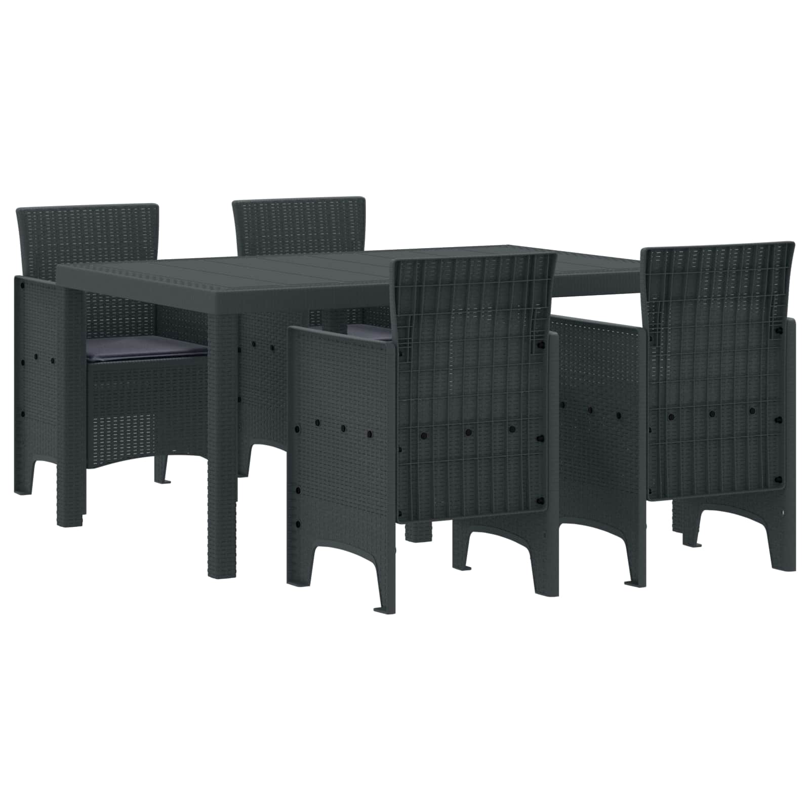 Vrtni set za objed 5 pcs Antracit Polt ratan