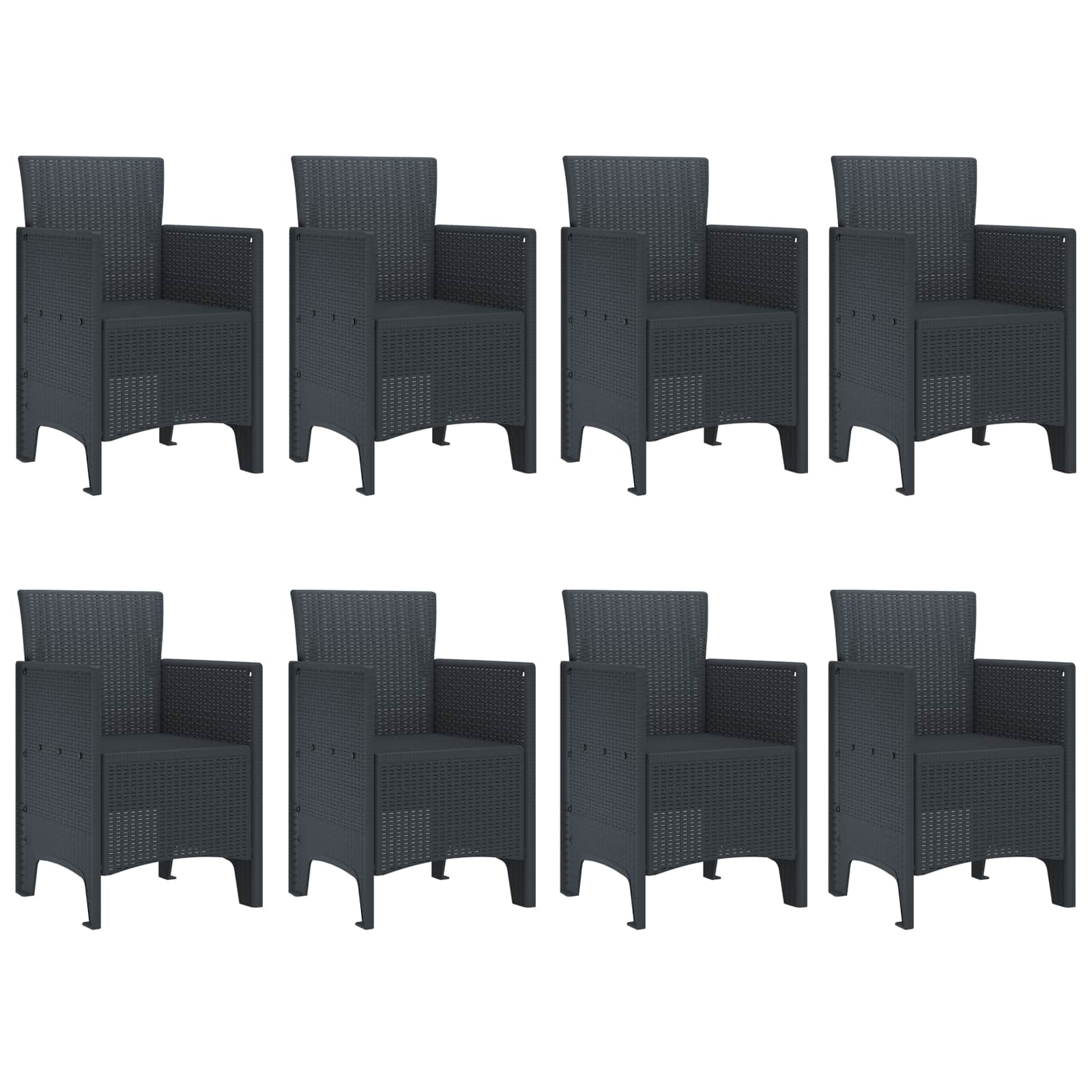 Vrtni set za objed 9 pcs Antracit Polipropilen