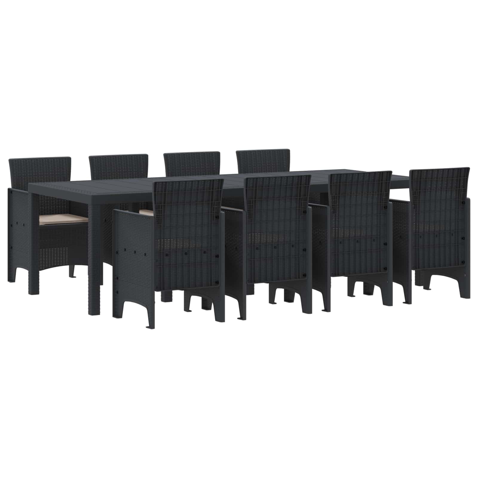 Vrtni set za objed 9 pcs Antracit Polipropilen