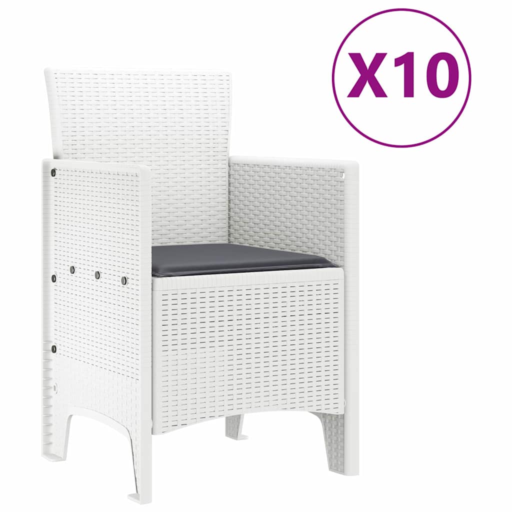 Vrtni set za objed 11 pcs Bijelo Poli ratan i Aluminij
