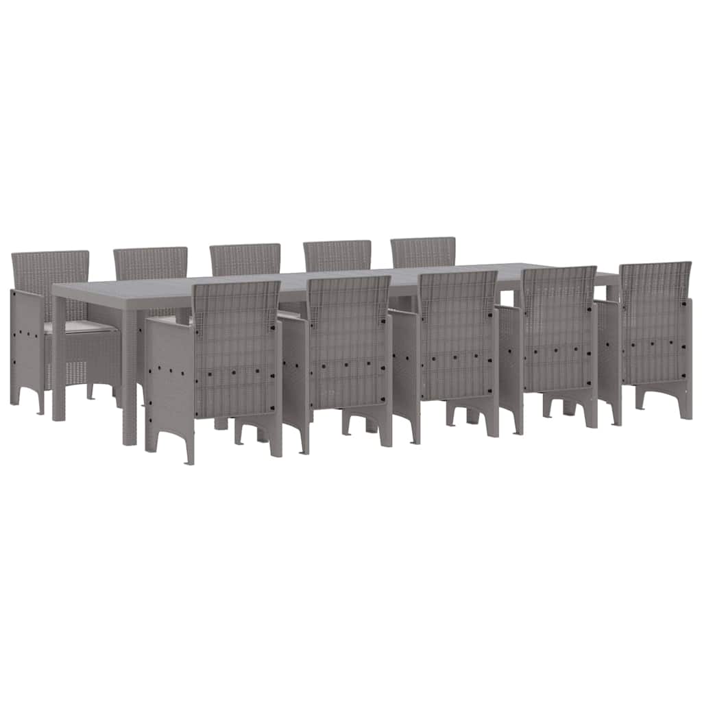 Vrtni set za objed 11 kom. Svjetlosiva Ratan i Aluminij