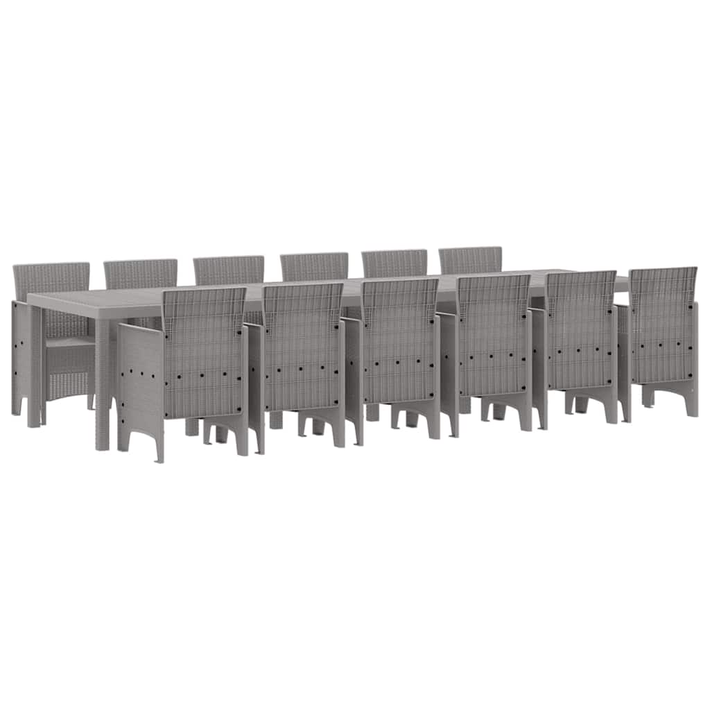 Vrtni set za objed 13 pcs Svjetlosiva Polt ratan