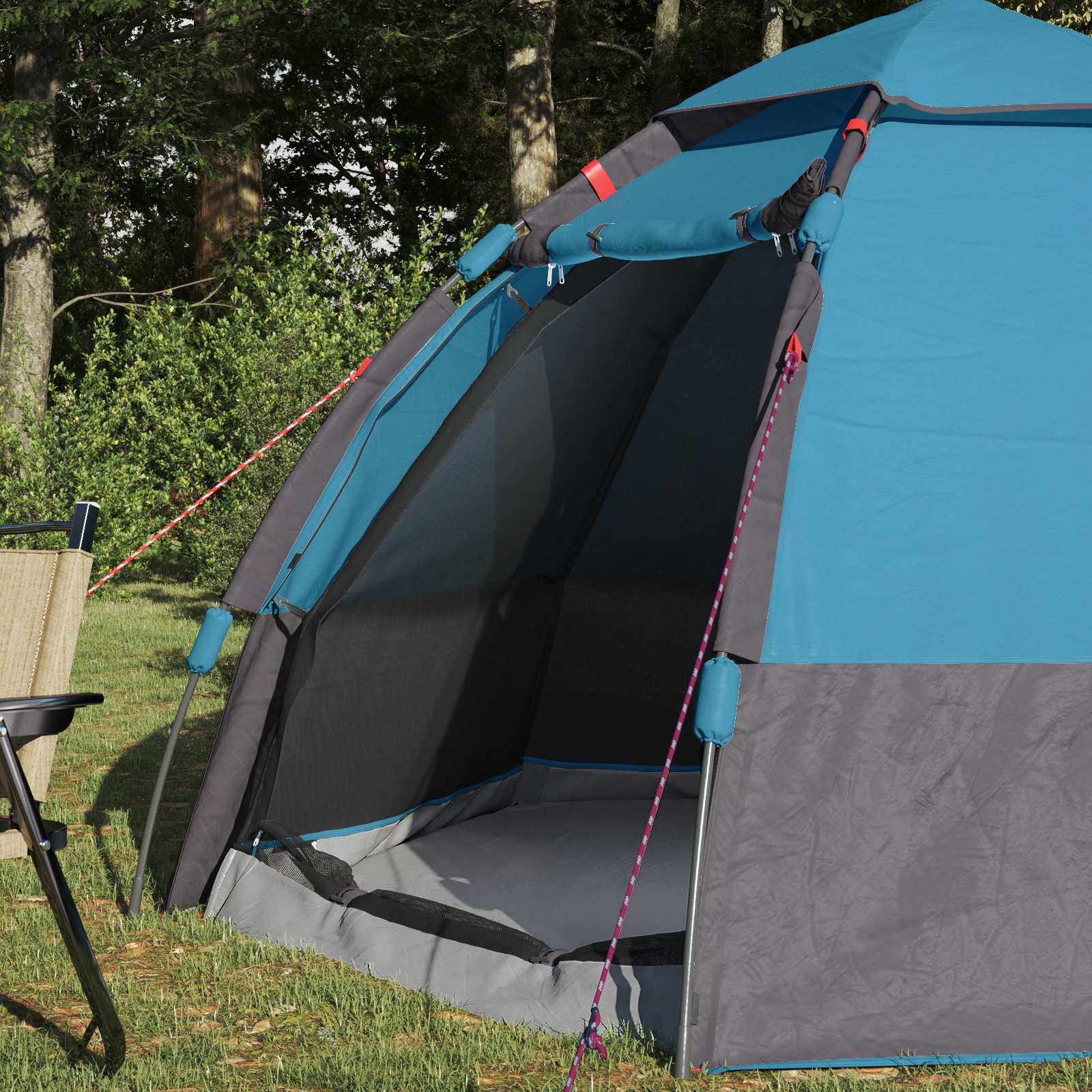 Brzi šator s kišnom navlakom za 4 osobe Plava 185T Polyester