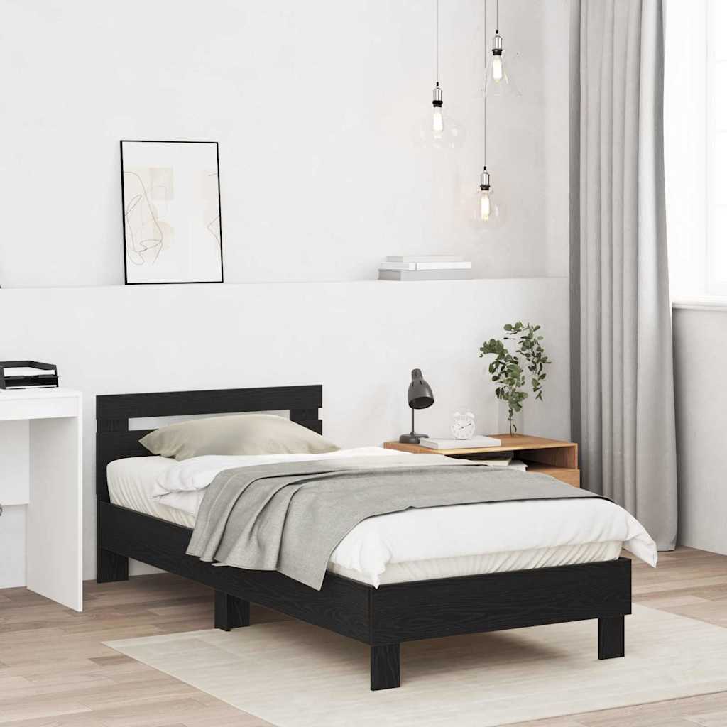 Krevetna konstrukcija s uzglavljem Crni hrast 203 x 95 x 70 cm