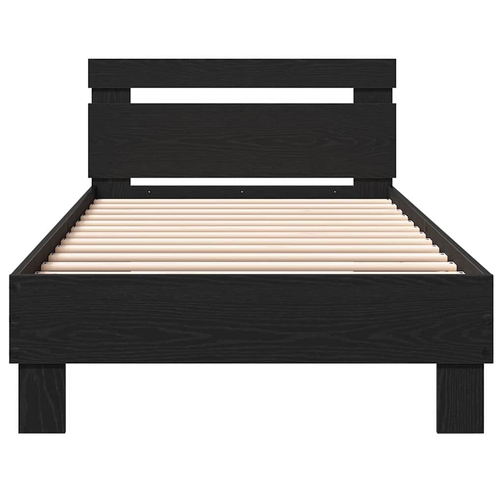 Krevetna konstrukcija s uzglavljem Crni hrast 203 x 95 x 70 cm