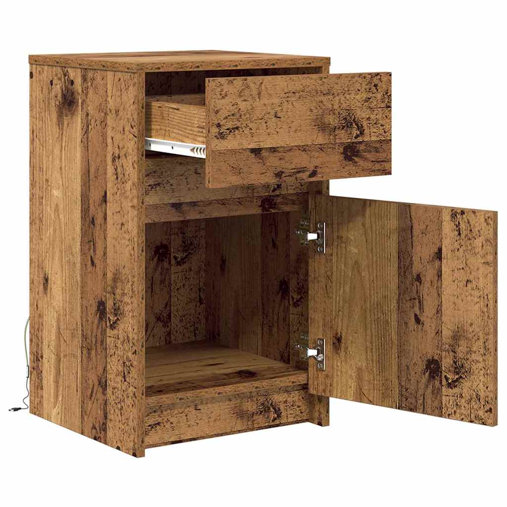 LED noćni ormarić Staro drvo 38 x 34 x 61 cm Konstruirano drvo