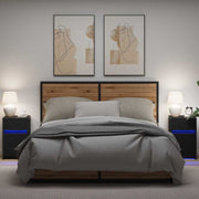 LED noćni ormarić s ladicama 2 pcs Crni hrast 38 x 34 x 61 cm