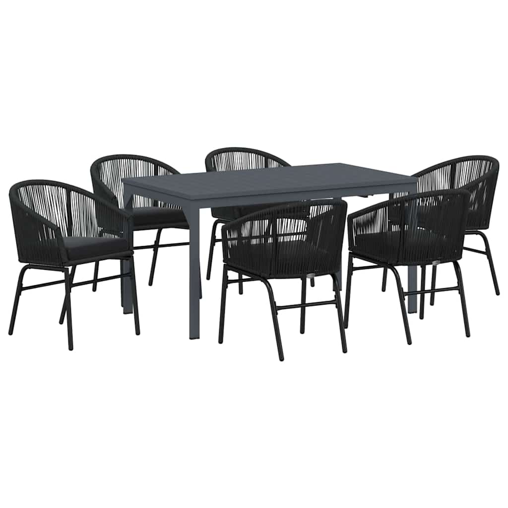 Vrtni set za objed 7 pcs Crna poliratan