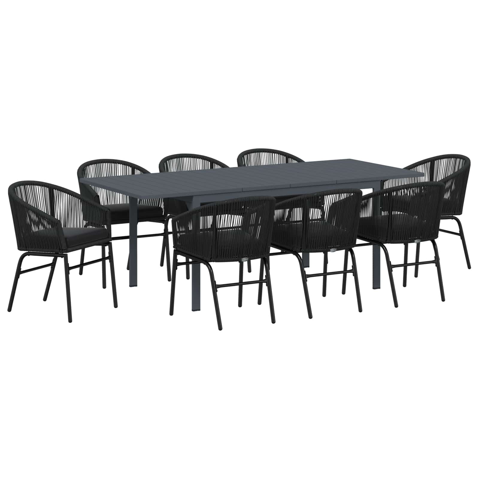 Vrtni set za objed 9 pcs Crna poliratan