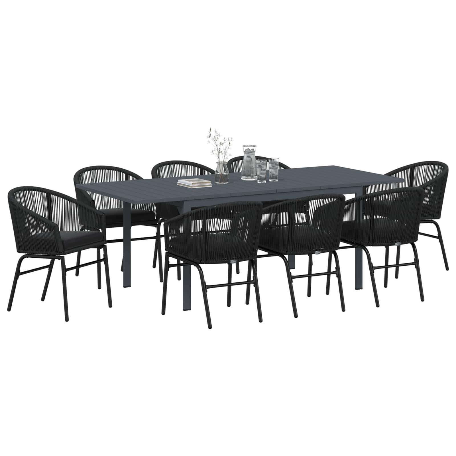 Vrtni set za objed 9 pcs Crna poliratan