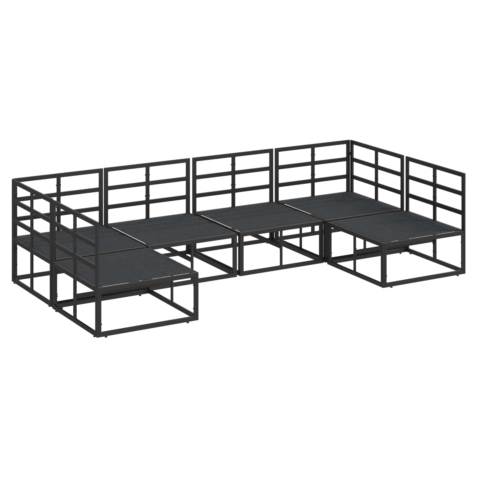 Sjedeća garnitura za vrt s jastukom 6 pcs Crna Aluminij