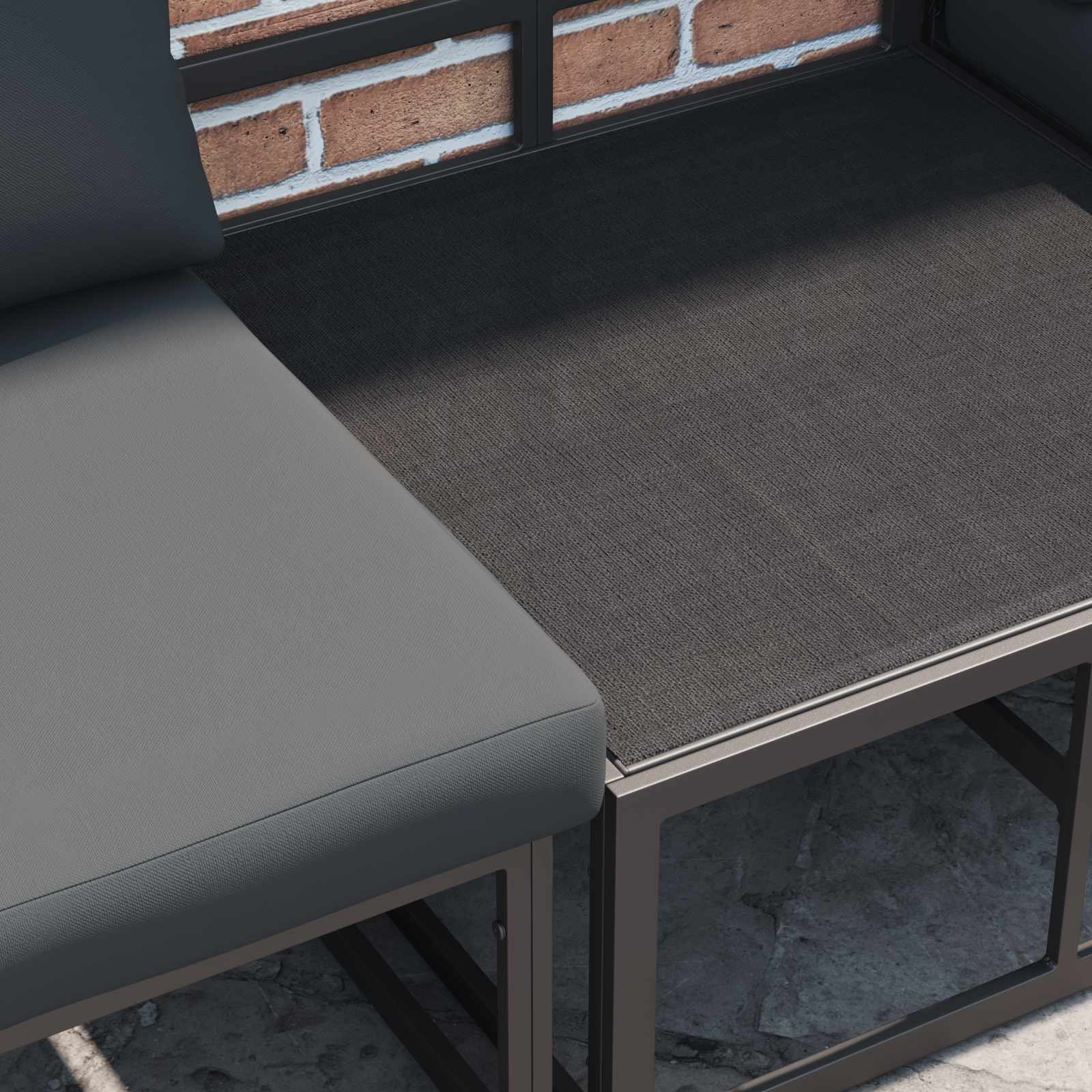Sjedeća garnitura za vrt s jastukom 7 pcs Crna Aluminij