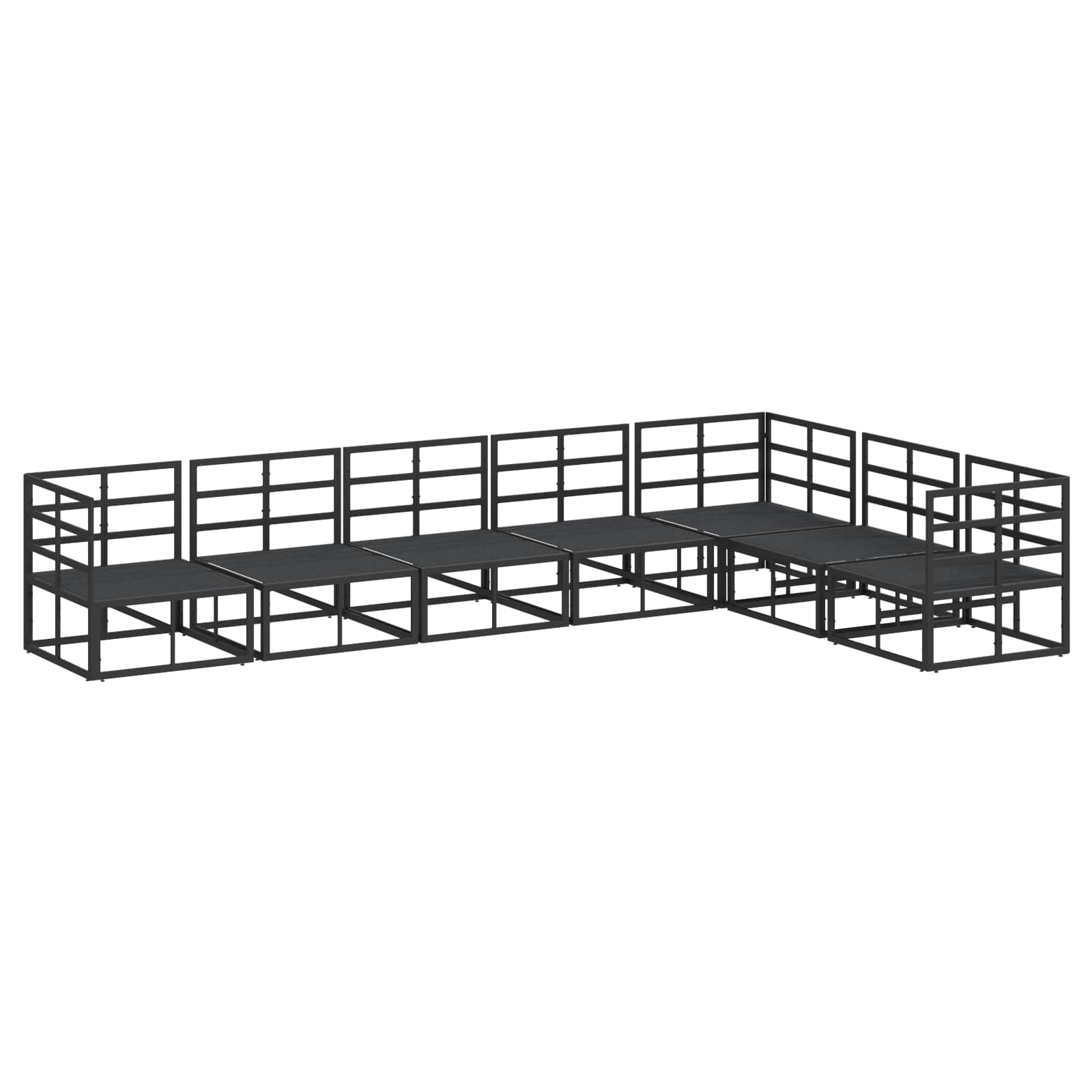 Sjedeća garnitura za vrt s jastukom 7 pcs Crna Aluminij