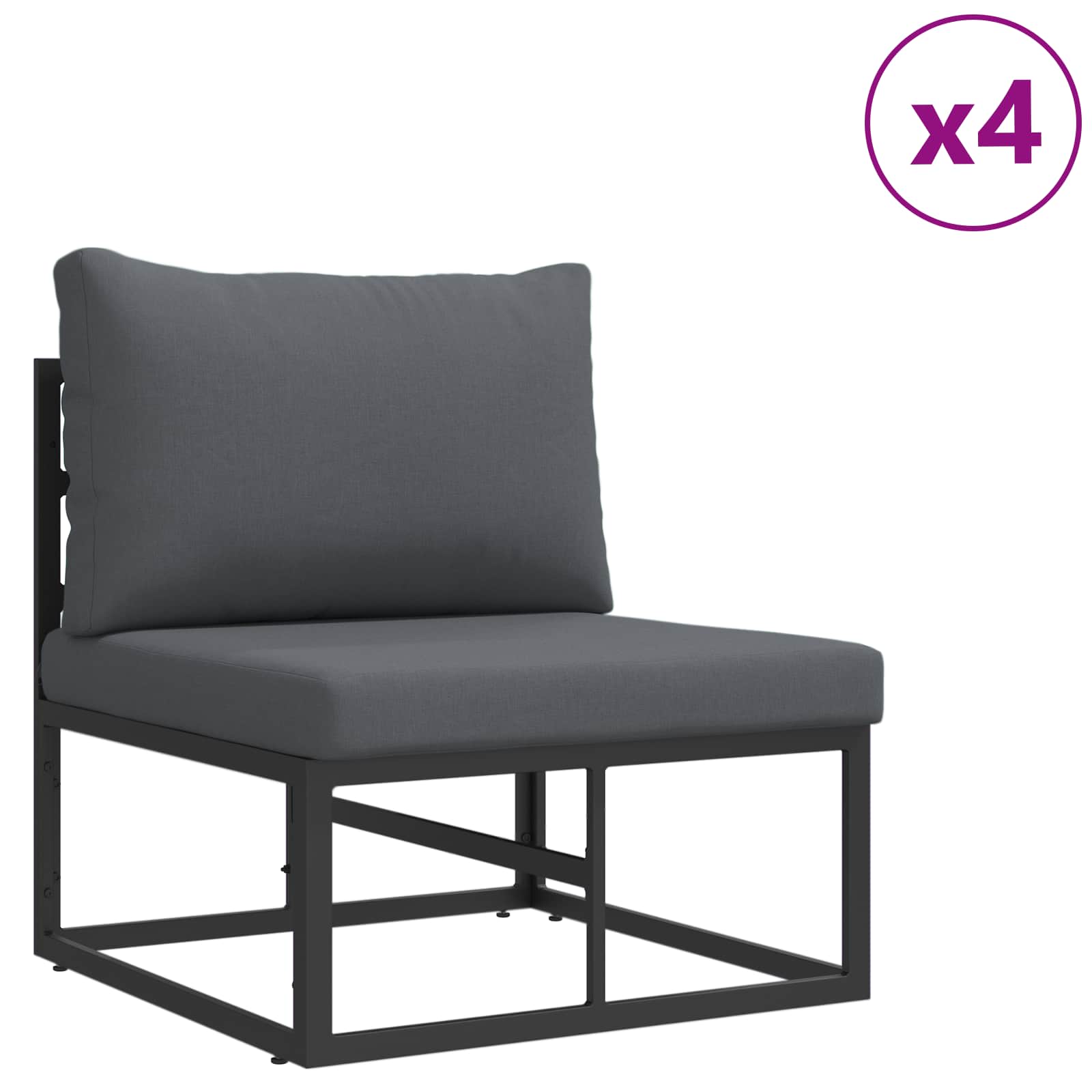 Sjedeća garnitura za vrt s jastukom 7 pcs Crna Aluminij