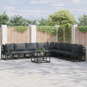 Sjedeća garnitura za vrt 9 kom. Crna Aluminij 353 x 283 x 71 cm